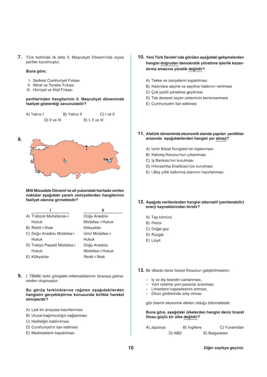 Uğur Okulları AYT -2 deneme sınavı 9