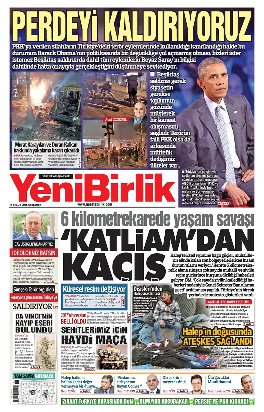 Günün gazete manşetleri - 14 Aralık 2016 15