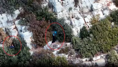 Dronla tespit edilen 9 kaçak avcı yakalandı