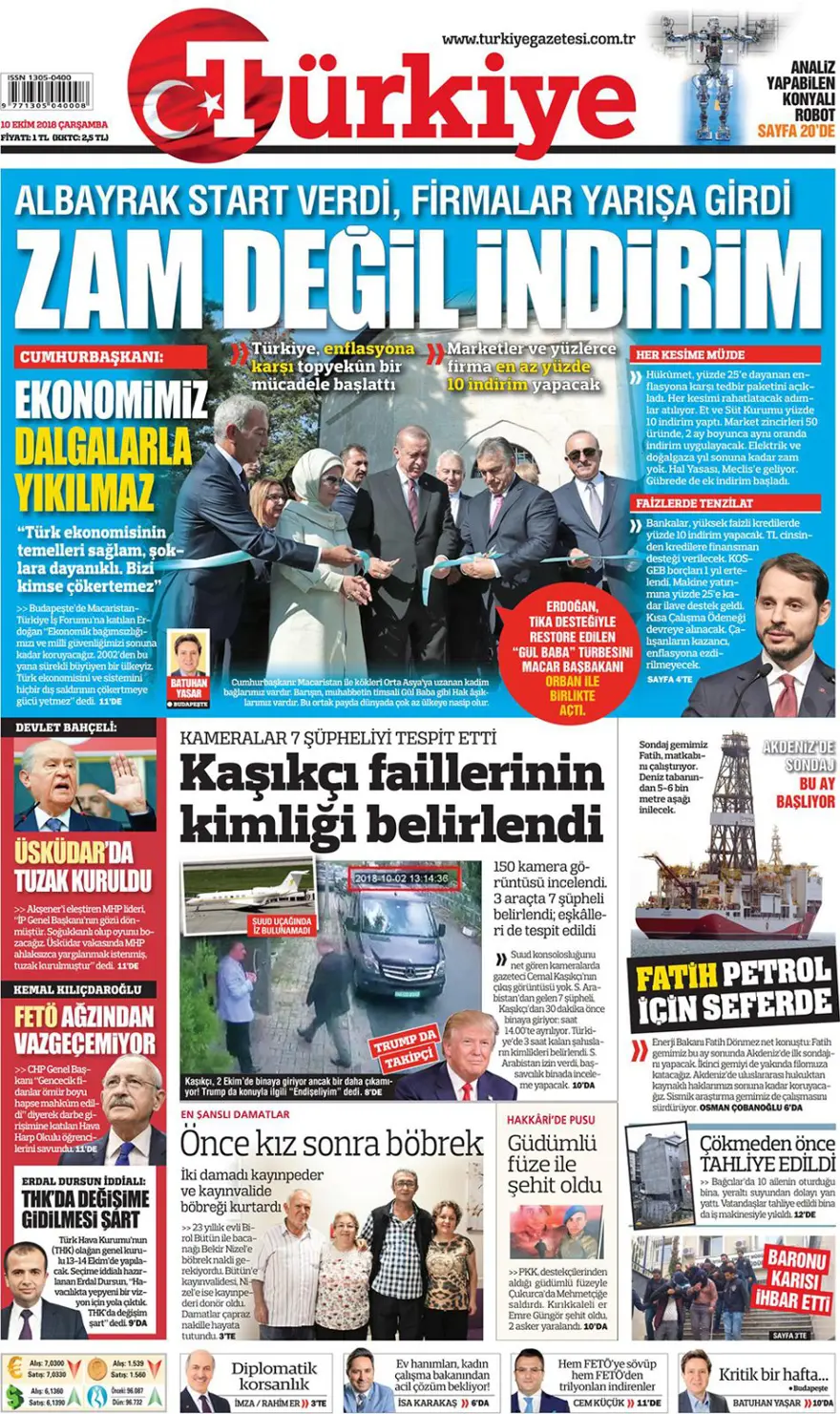 Günün gazete manşetleri - 10 Ekim 2018 6