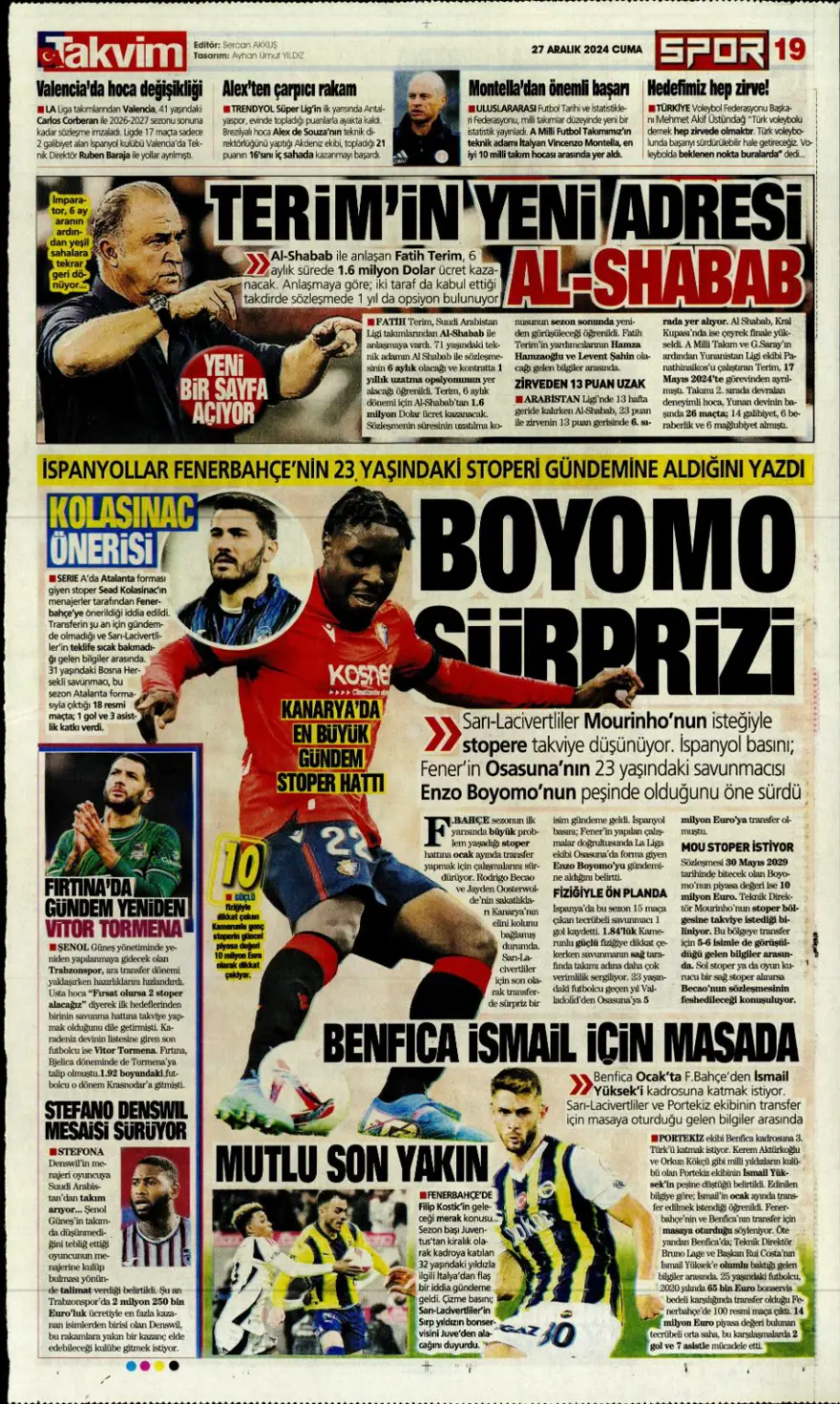 "Mourinho'dan Rashford'a davet" (27 Aralık 2024 spor manşetleri) 11