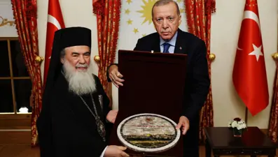 Erdoğan, Kudüs Rum Ortodoks Patriği Giannopoulos'u kabul etti