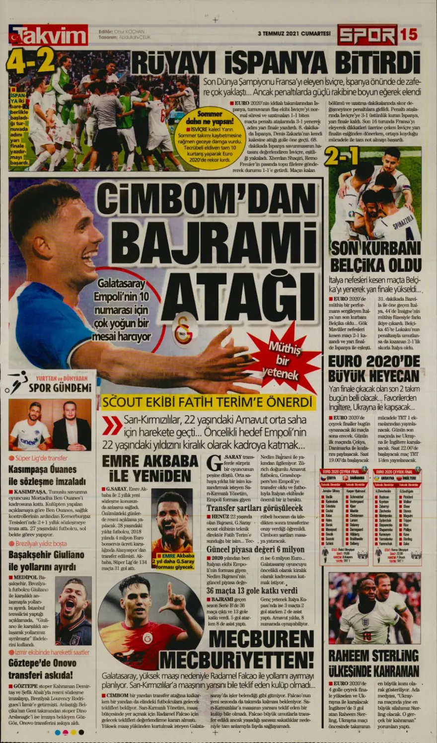 Günün spor manşetleri (3 Temmuz 2021) 18