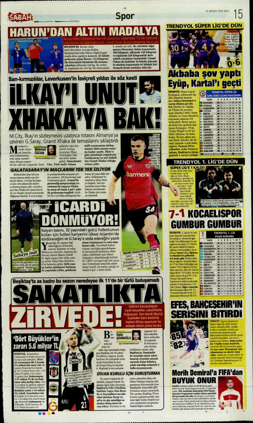 "Mertens'in yerine dünya yıldızı" (15 Nisan 2025 spor manşetleri) 7