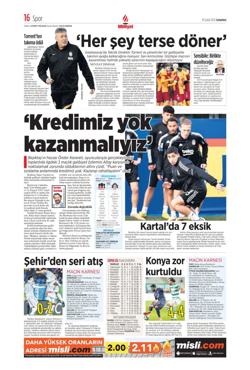 Günün spor manşetleri (19 Şubat 2022) 9