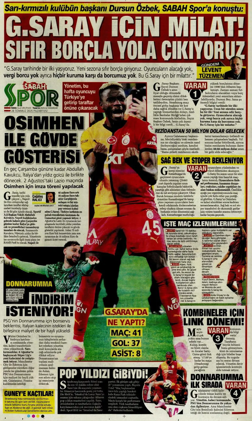 "Son dokunuşu ben yapamam" (28 Temmuz 2025 spor manşetleri) 13 "Son dokunuşu ben yapamam" (28 Temmuz 2025 spor manşetleri) 13