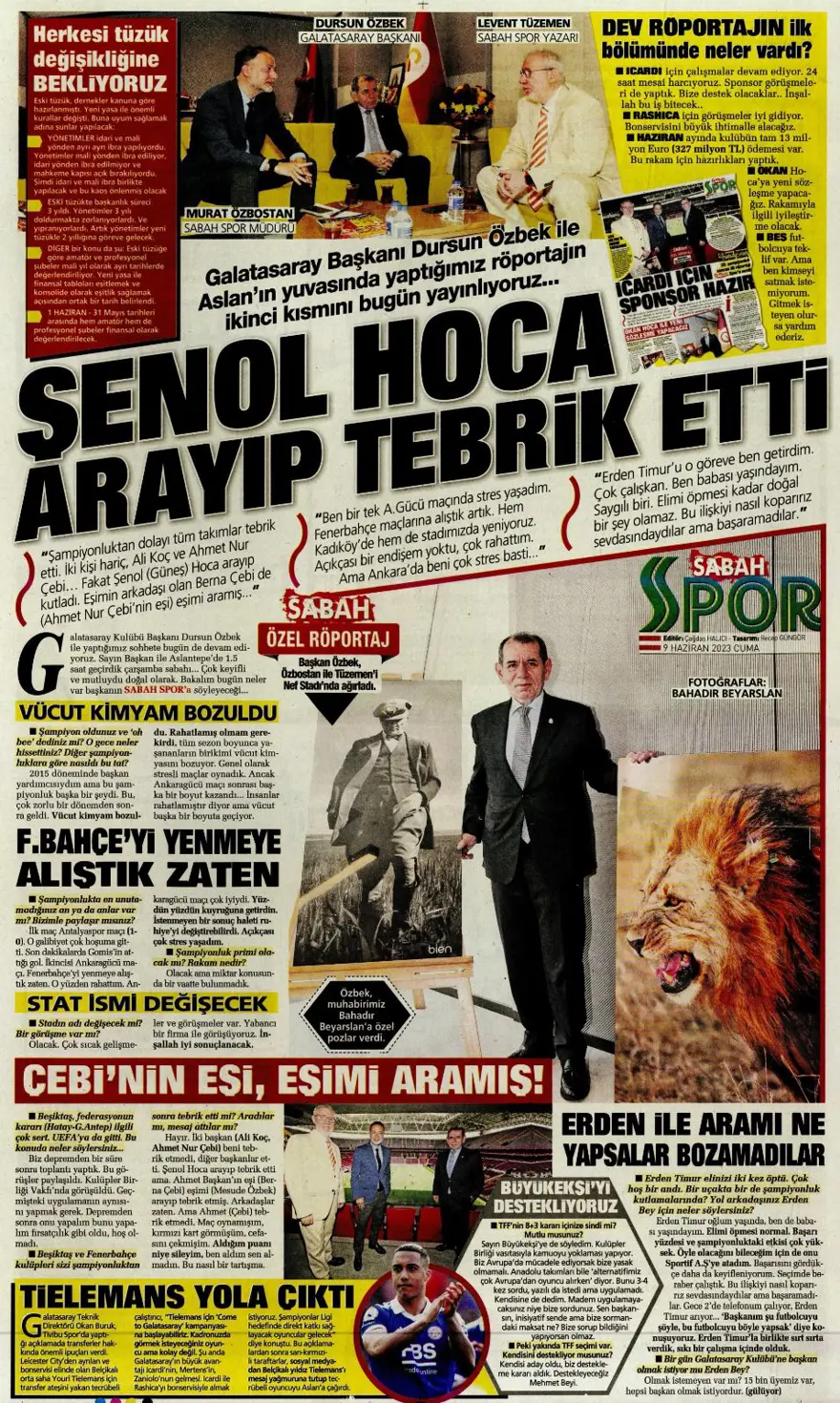 Günün spor manşetleri (9 Haziran 2023) 6