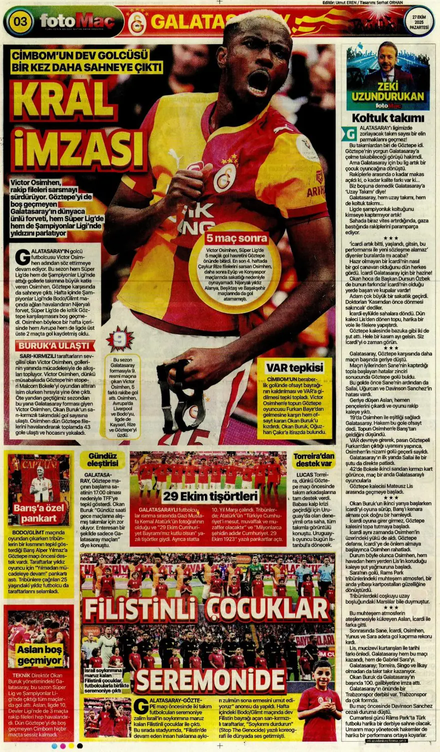 "Kartal'ı bitiren 25 saniye" (27 Ekim 2025 spor manşetleri) 5