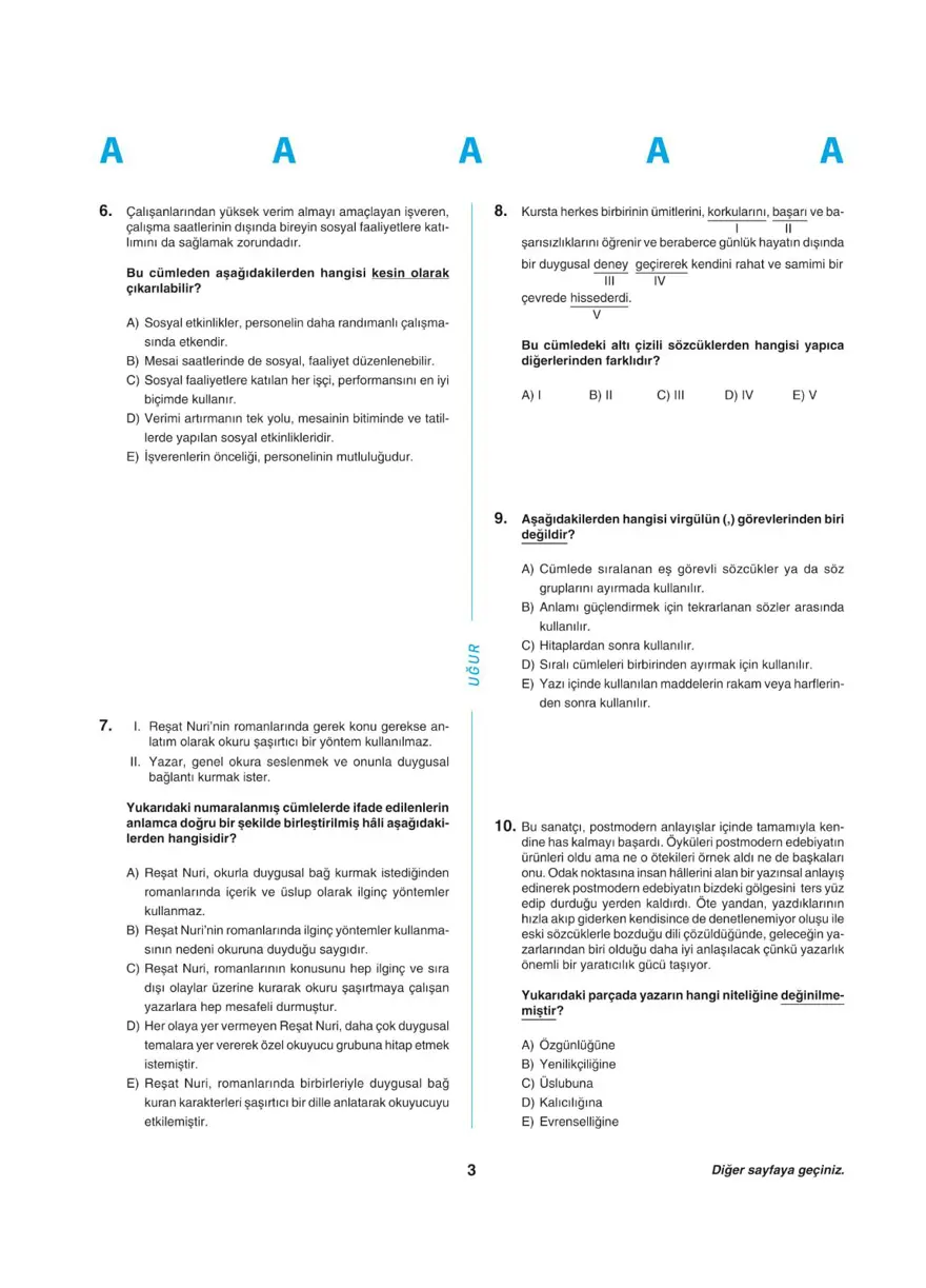 Uğur Okulları YKS - TYT deneme sınavı 2
