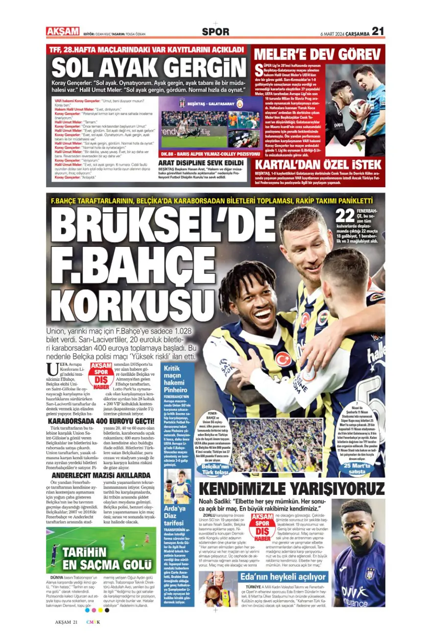 "Transfer planı şimdiden hazır" (6 Mart 2024 spor manşetleri) 2