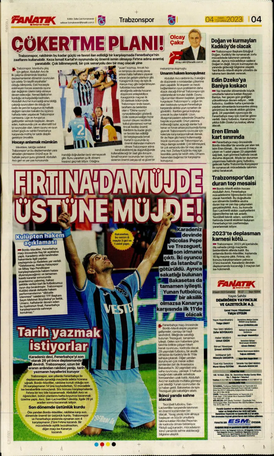 "Hesap farklı hedef aynı" (4 Kasım 2023 spor manşetleri) 13