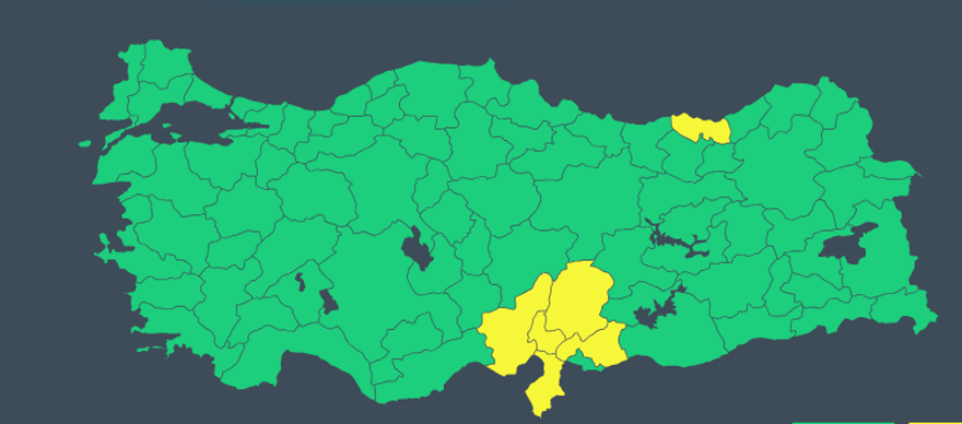 6 İL İÇİN SARI KODLU UYARI 3