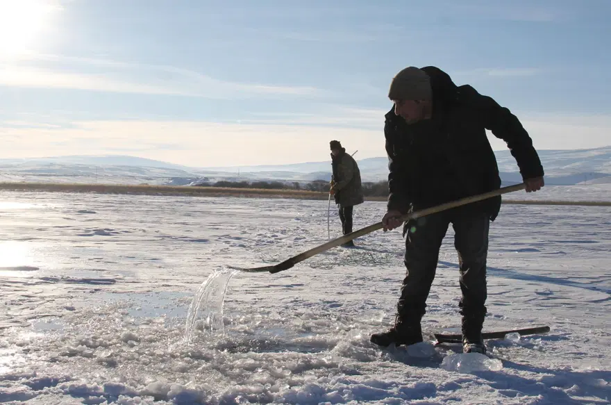 Donan Çıldır Gölü'nde Eskimo usulü balık avı 6