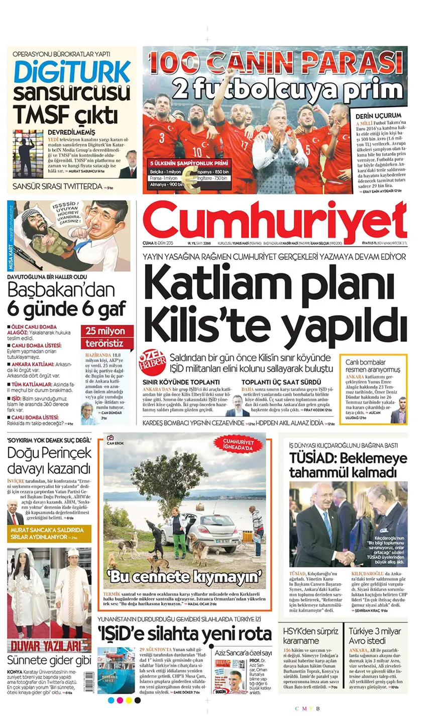 Günün gazete manşetleri - 16 Ekim 2015 5