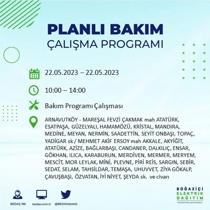 İstanbul'un 22 ilçesinde elektrik kesintisi: Elektrikler ne zaman gelecek? (22 Mayıs BEDAŞ planlı elektrik kesintisi) 3