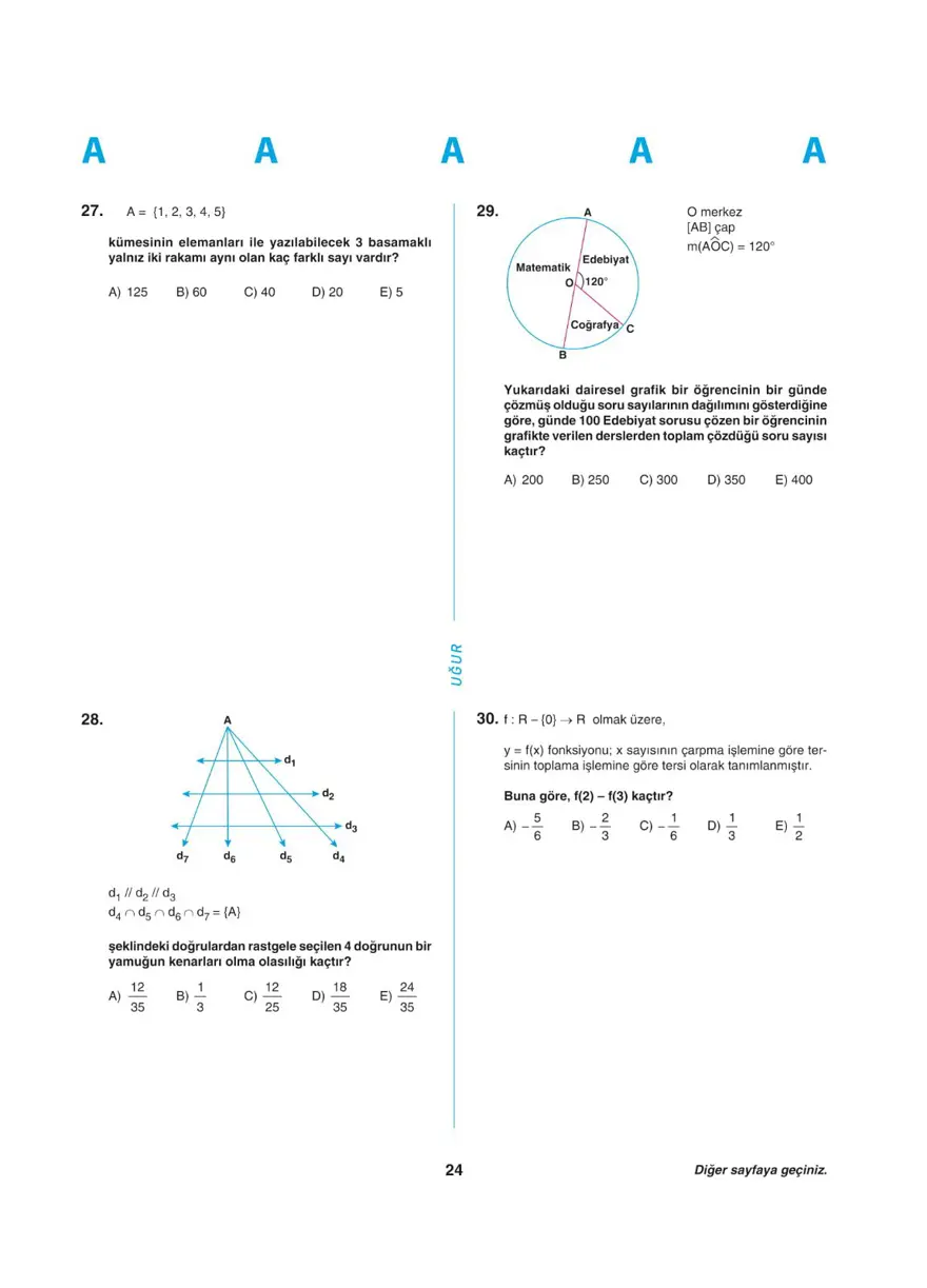 Uğur Okulları YKS - TYT deneme sınavı 23