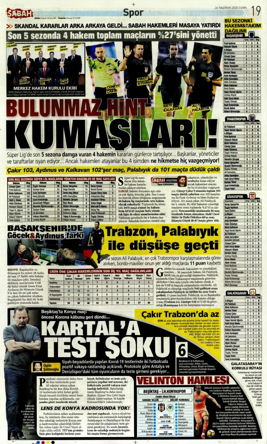 Günün spor manşetleri (26 Haziran 2020) 8