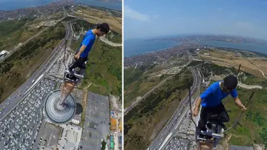 Sosyal medyada paylaşmak için canını tehlikeye attı! 230 metrelik televizyon kulesinin tepesine tırmandı