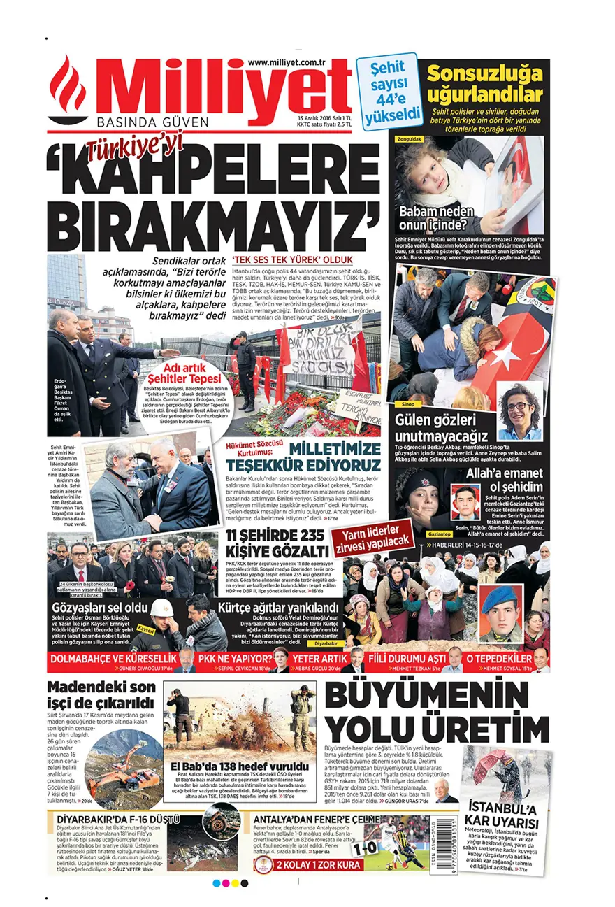 Günün gazete manşetleri - 13 Aralık 2016 1