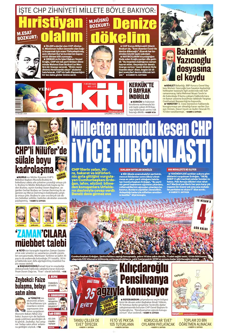 Günün gazete manşetleri - 12 Nisan 2017 14