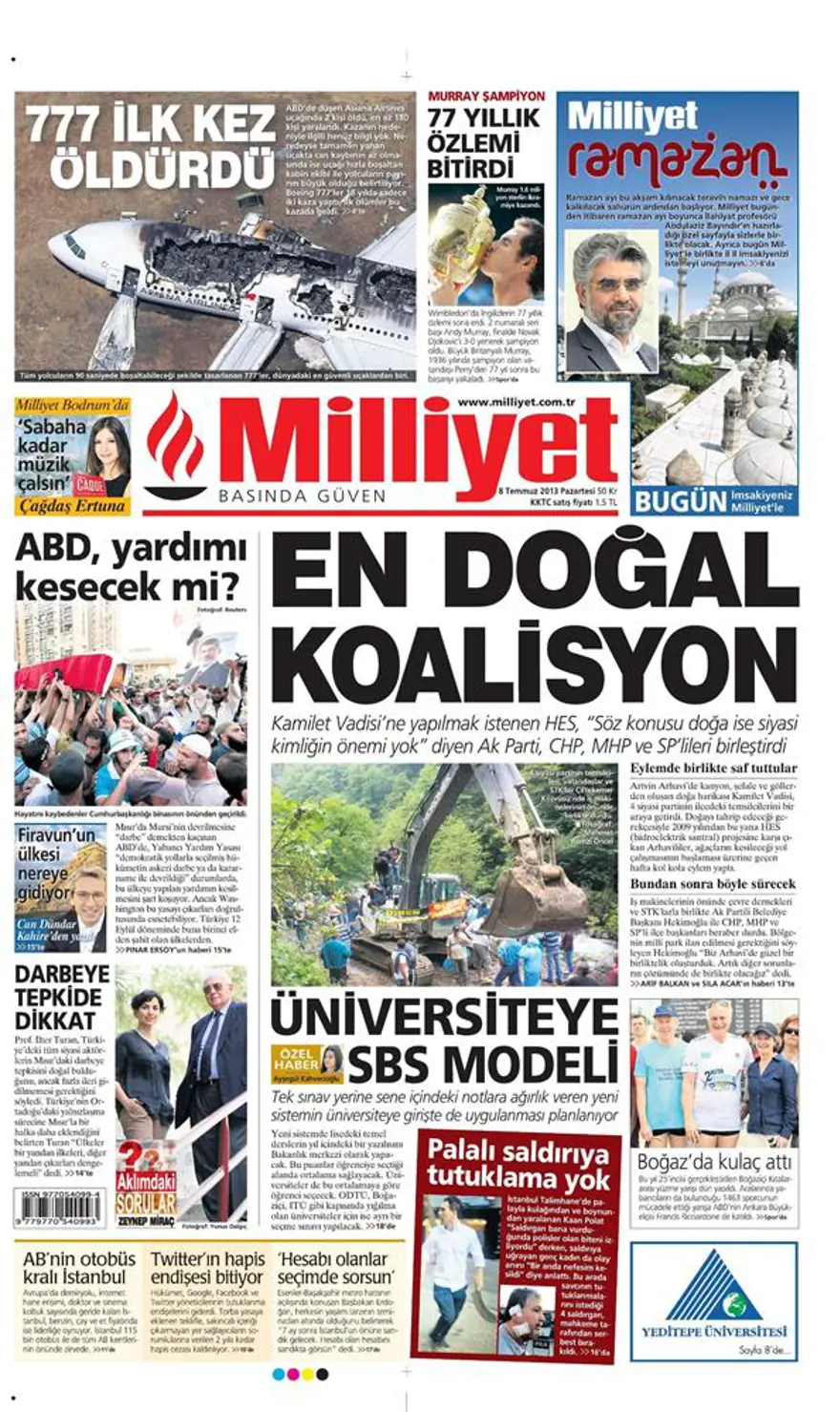 8 Temmuz 2013 gazete manşetleri 10