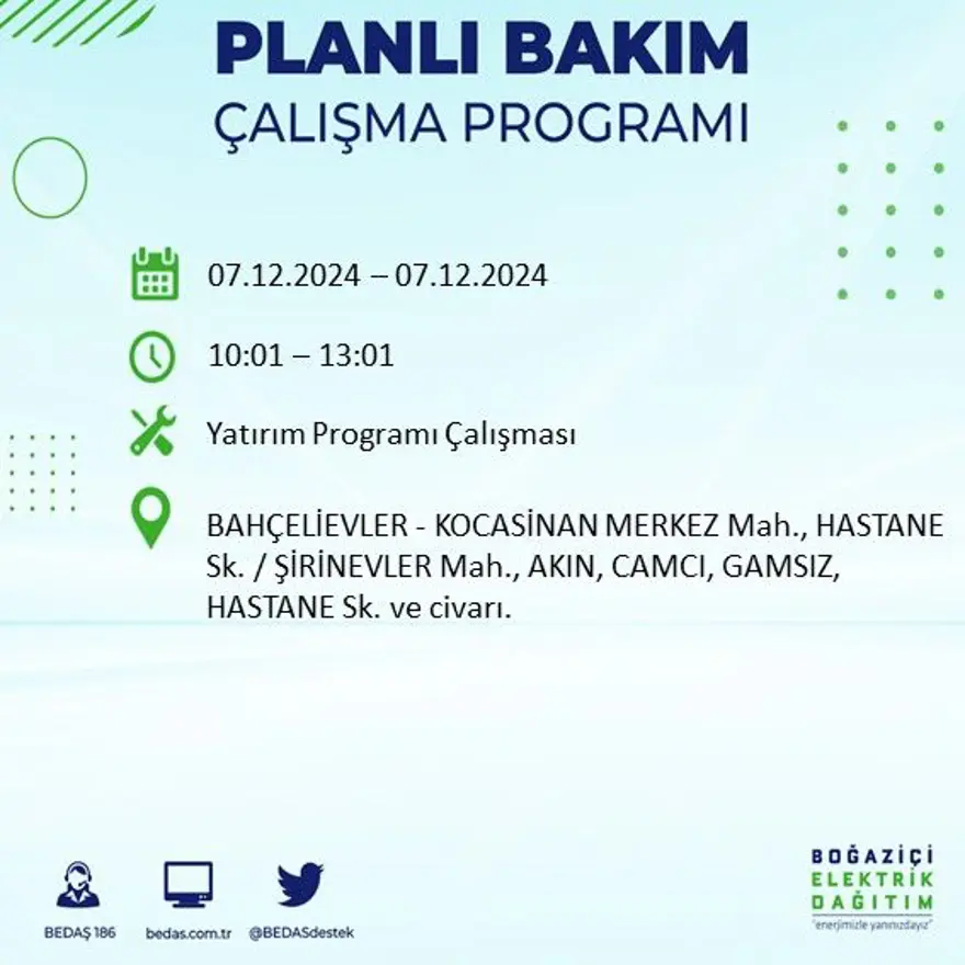 Bugüne dikkat! İstanbul'un 13 ilçesinde elektrik kesintisi: Elektrikler ne zaman gelecek? BEDAŞ programı 4