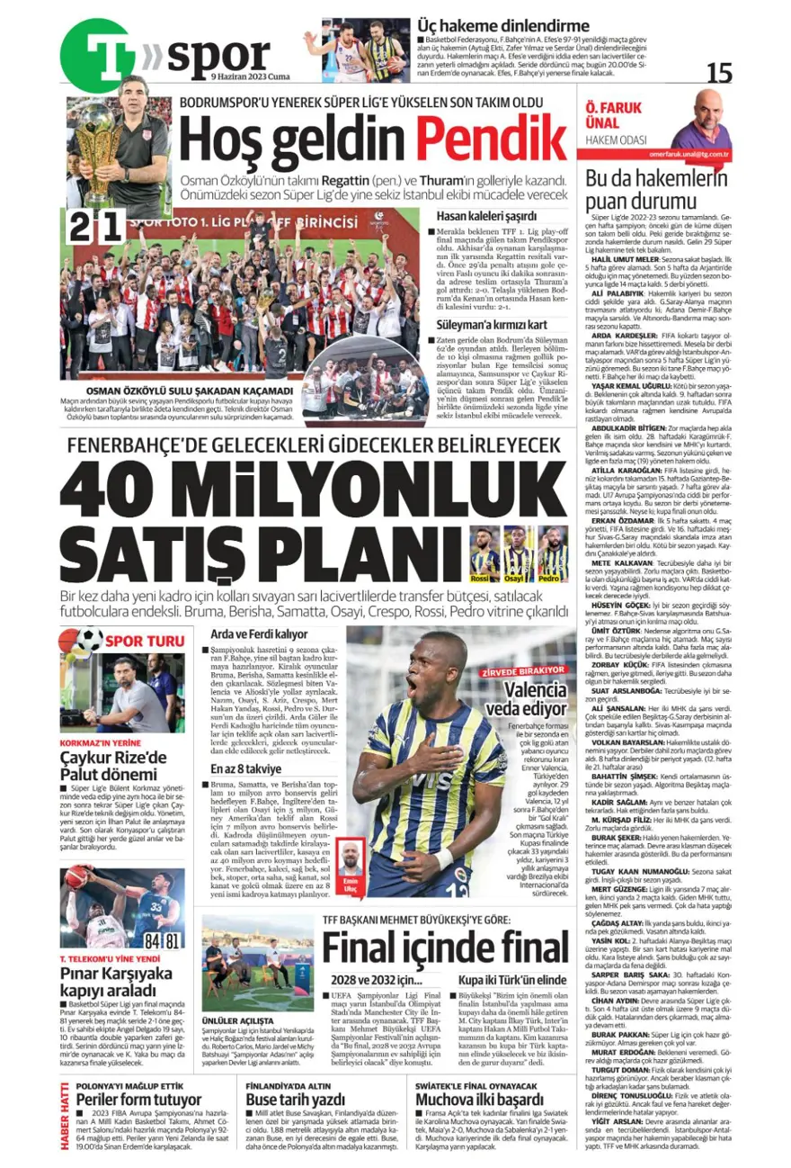 Günün spor manşetleri (9 Haziran 2023) 14