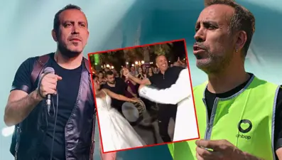 Haluk Levent depremzede çiftin düğününe gitti