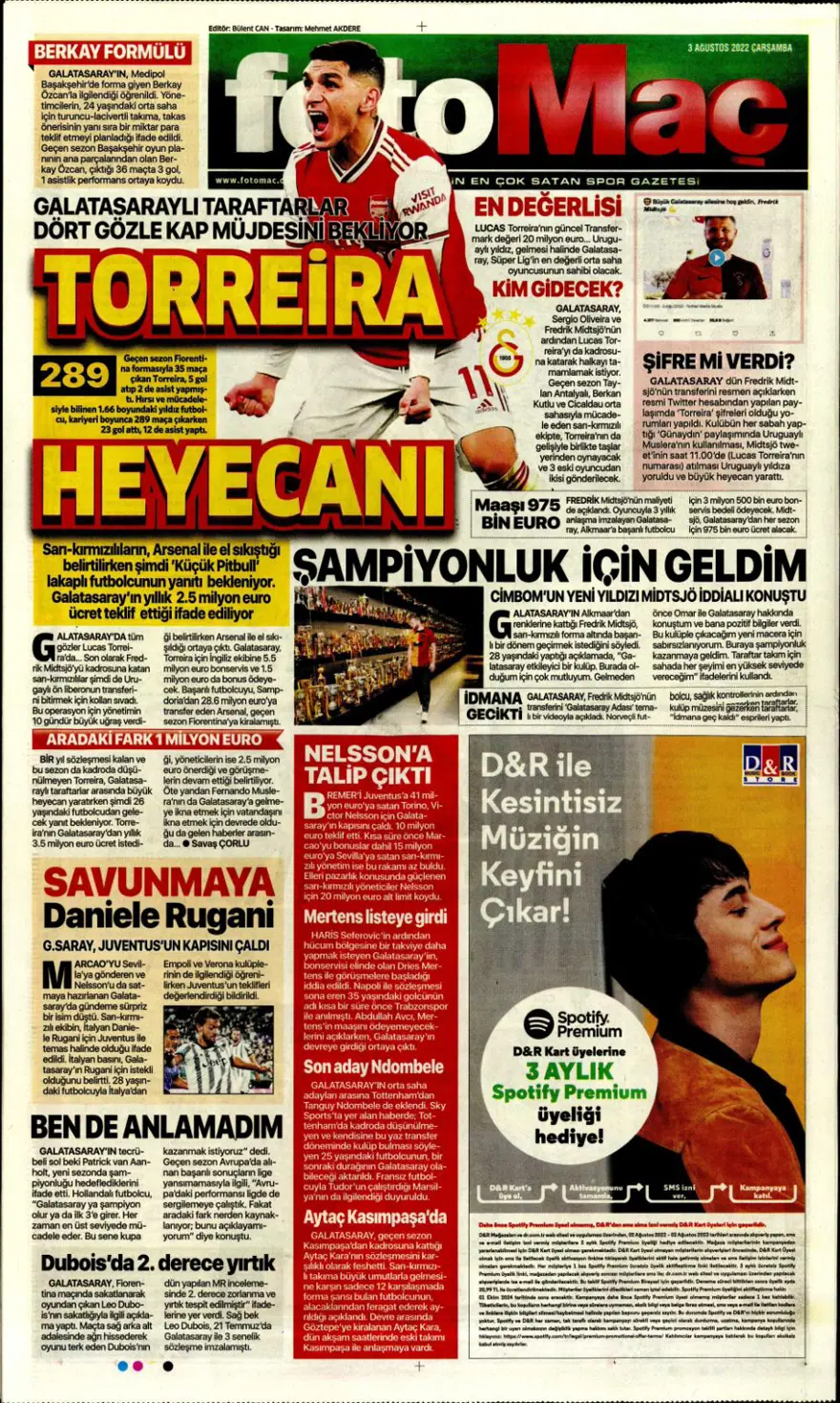 Günün spor manşetleri (3 Ağustos 2022) 6