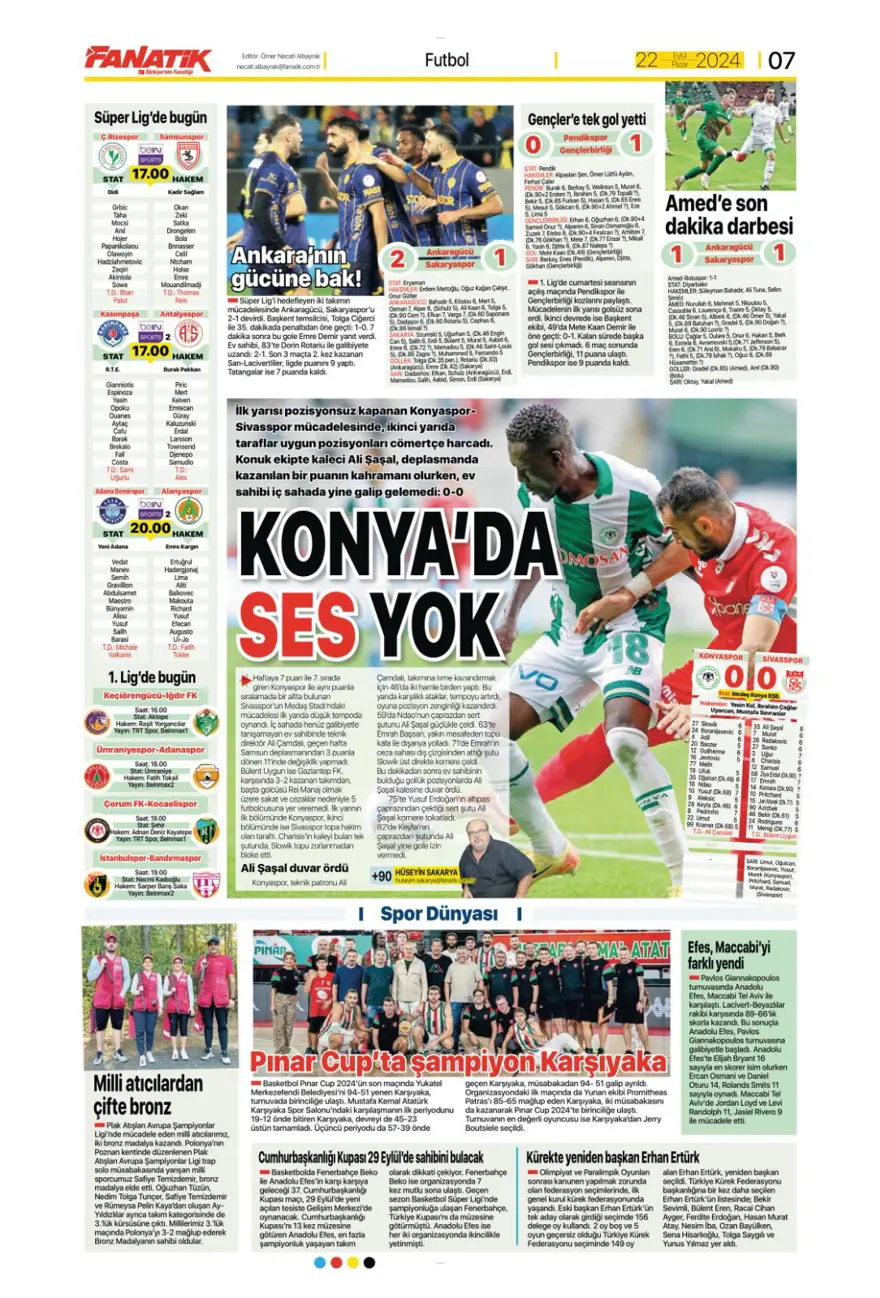 "Kadıköy Aslan'ı Galatasaray" (22 Eylül 2024 spor manşetleri) 9