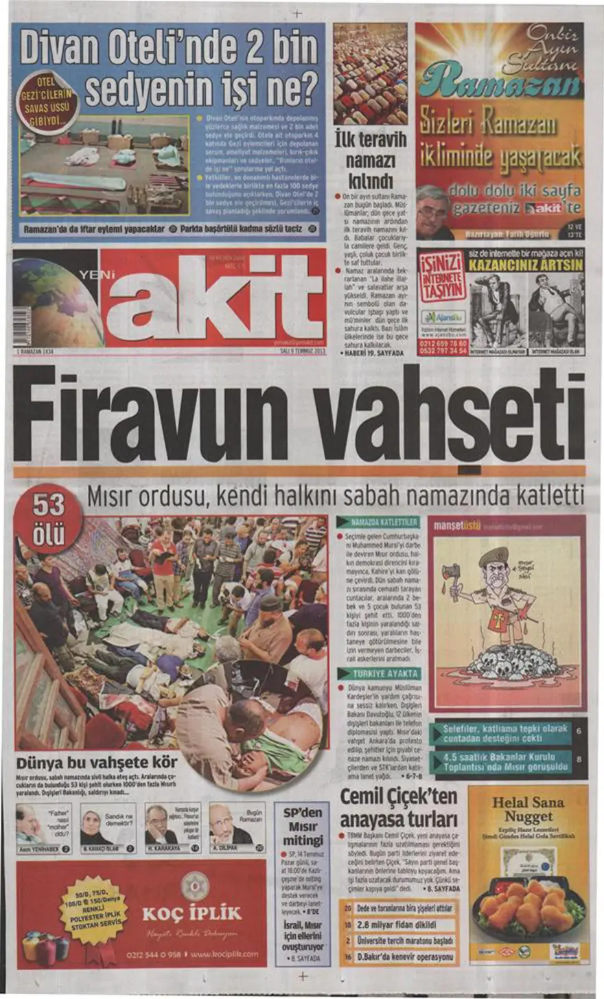 9 Temmuz 2013 gazete manşetleri 7