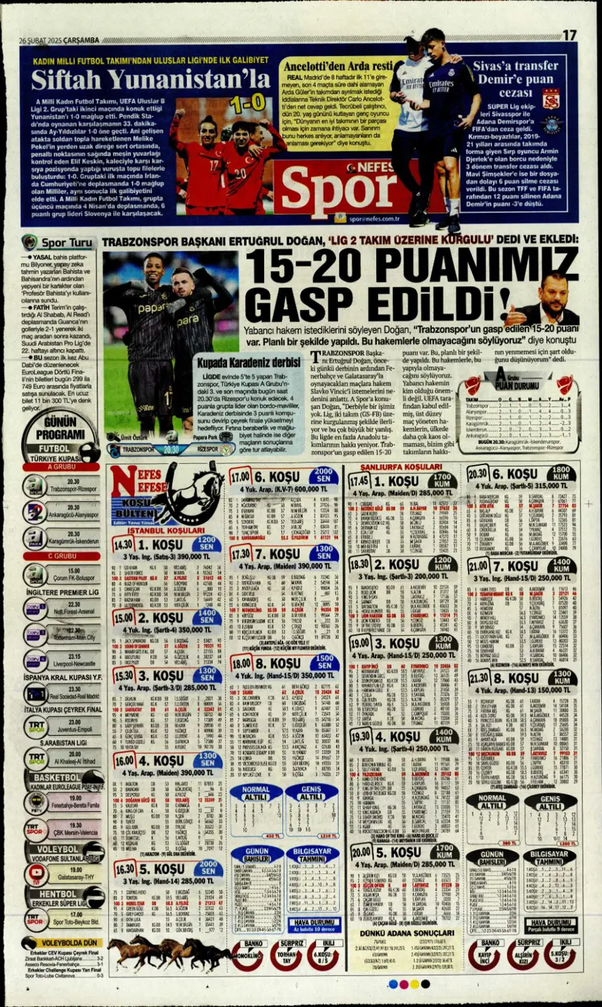 "Türk futbolunda maymun tartışması" (26 Şubat 2025 spor manşetleri) 21