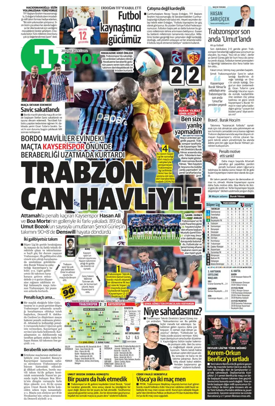 "520 milyon euroluk derbi" (20 Eylül 2024 spor manşetleri) 15