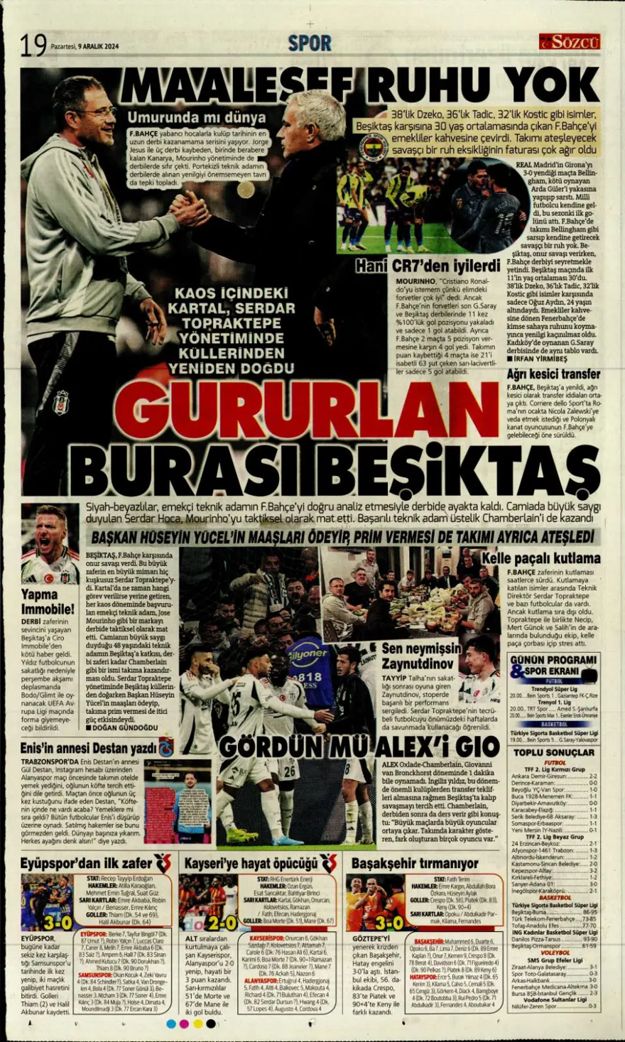 "Bayram yarım kaldı" (9 Aralık 2024 spor manşetleri) 11