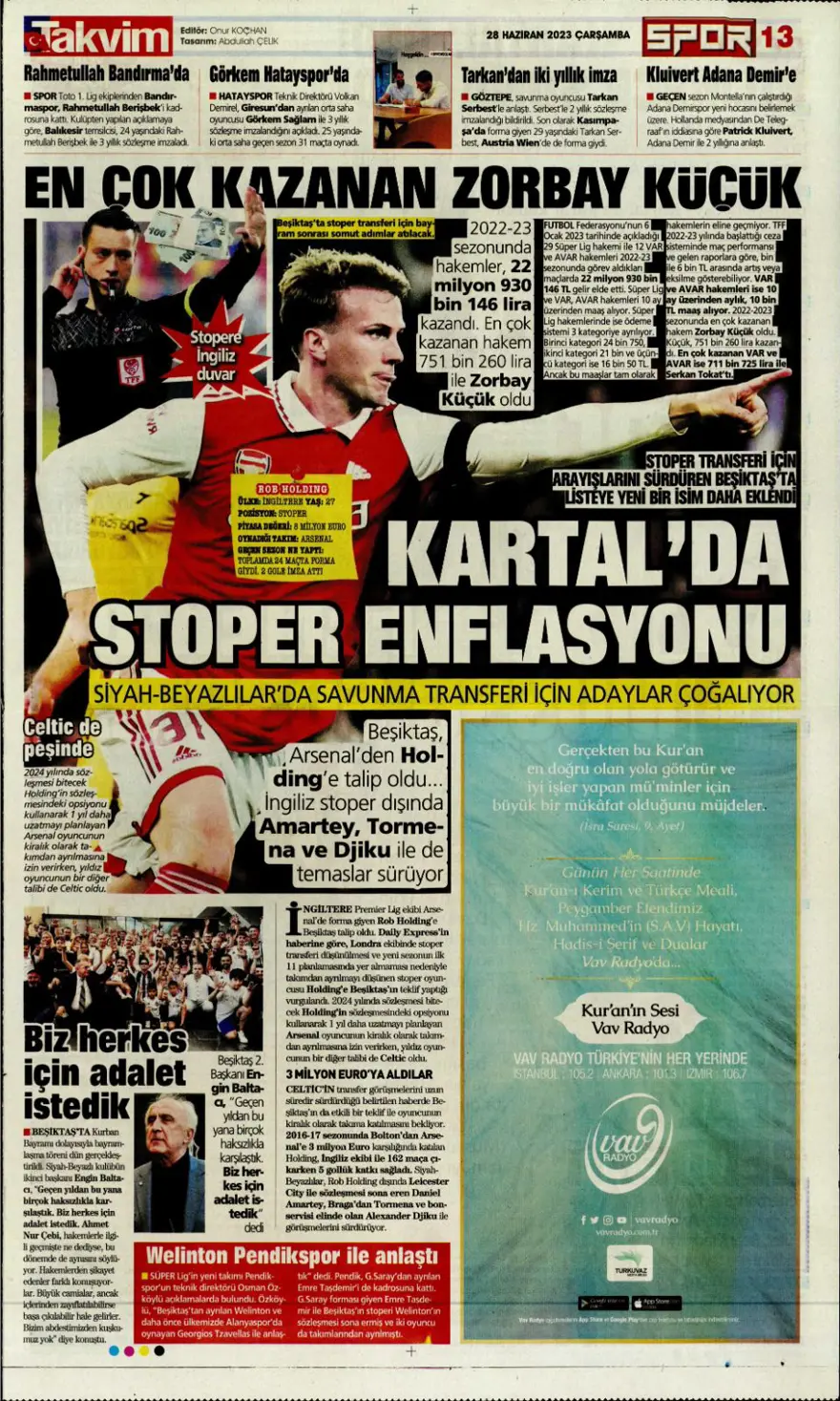 Günün spor manşetleri (28 Haziran 2023) 22