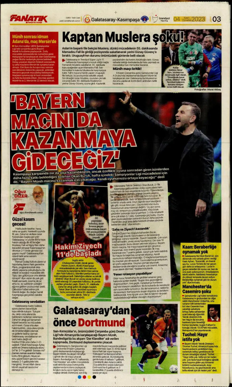 "Hesap farklı hedef aynı" (4 Kasım 2023 spor manşetleri) 3