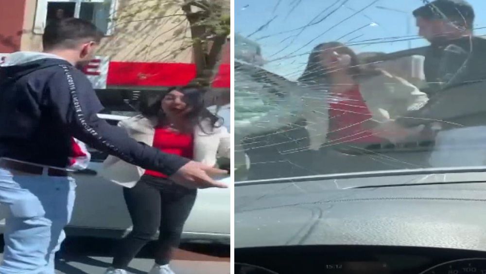 Küçükçekmece'de iki kadın yol kesip otomobilin camlarını kırdı