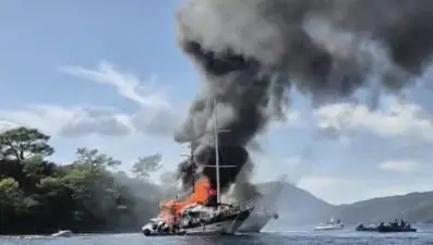 Fethiye'de tekne alev topuna döndü