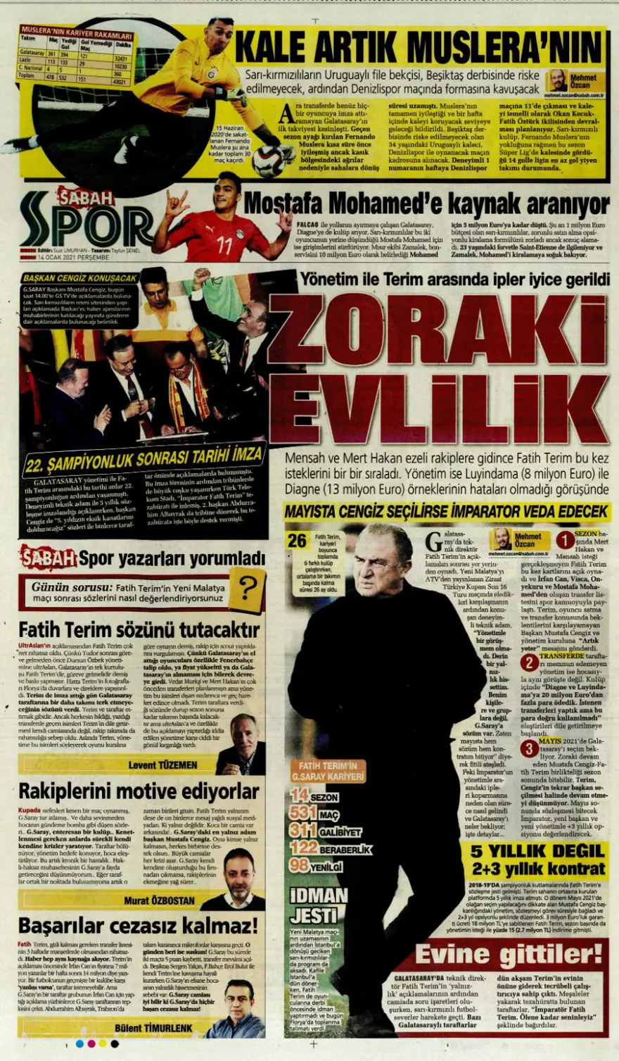 Günün spor manşetleri (14 Ocak 2021) 8