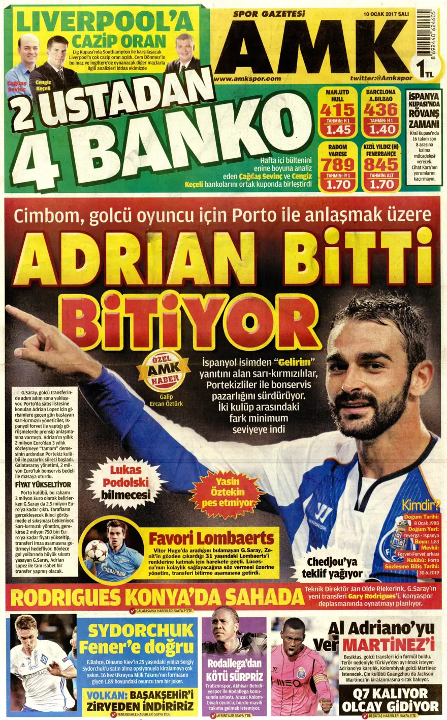 Günün spor manşetleri (10 Ocak 2017) 3