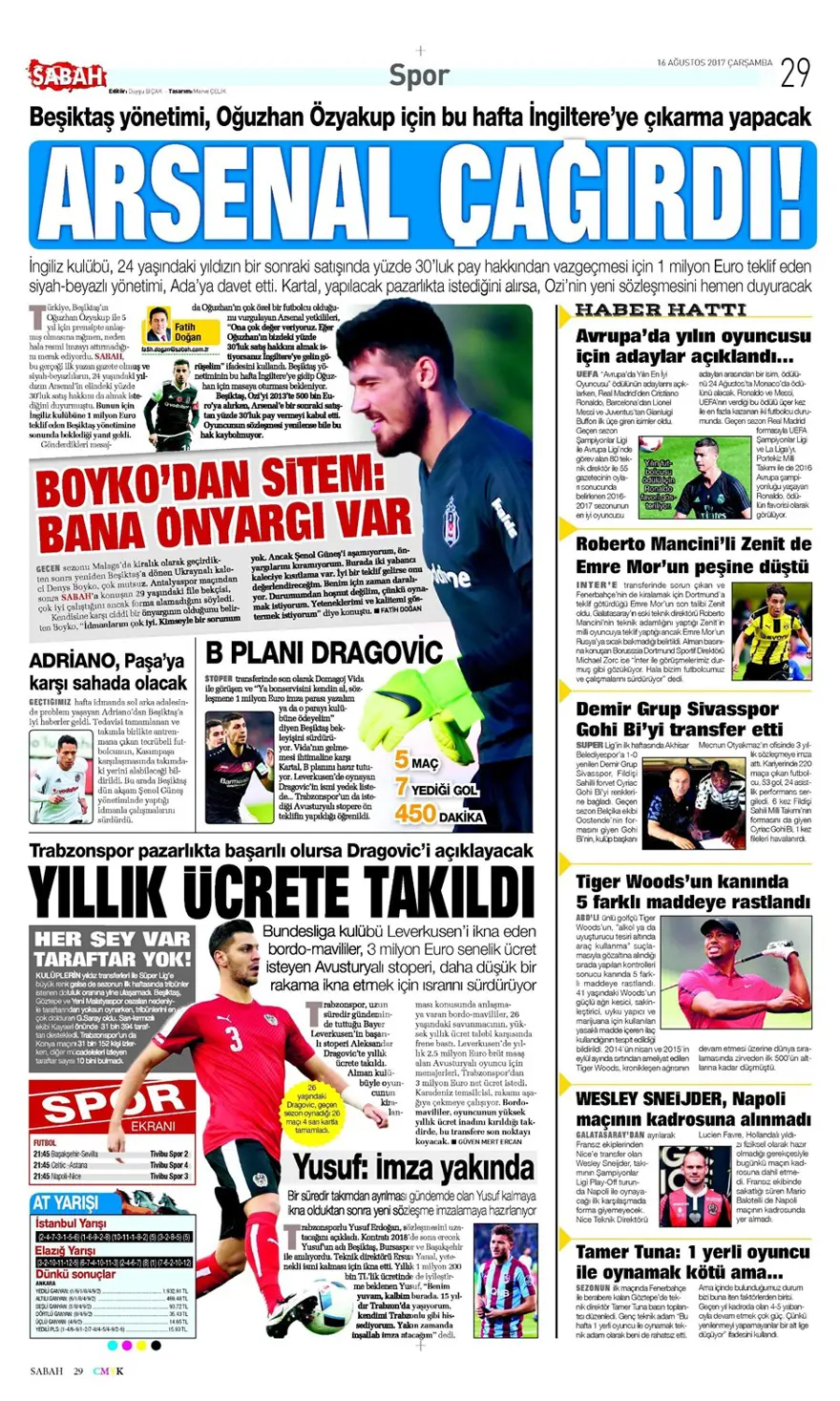 Günün spor gazeteleri (Transfer haberleri - 16 Ağustos 2017) 6