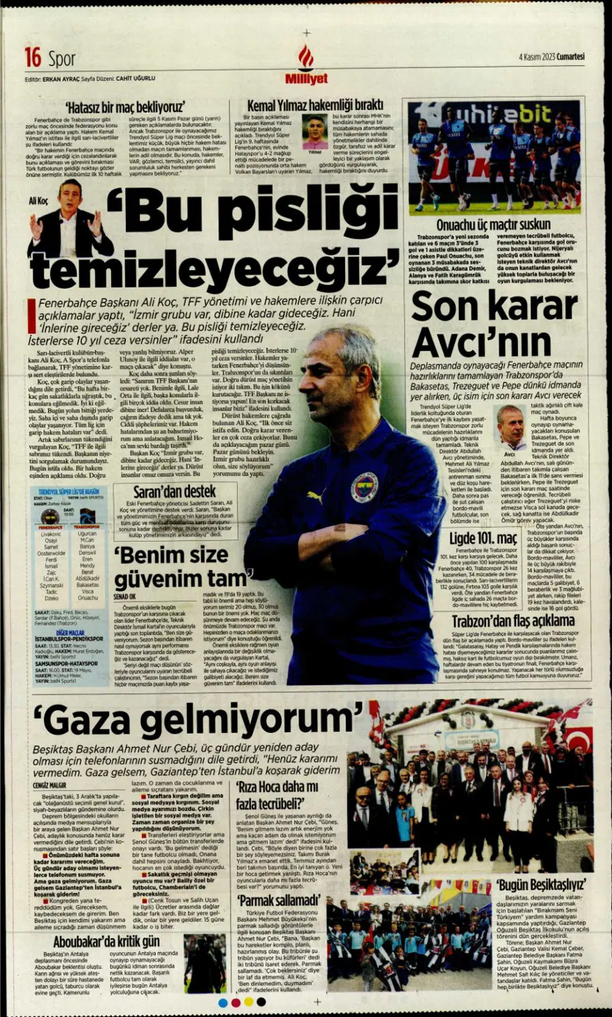 "Hesap farklı hedef aynı" (4 Kasım 2023 spor manşetleri) 22
