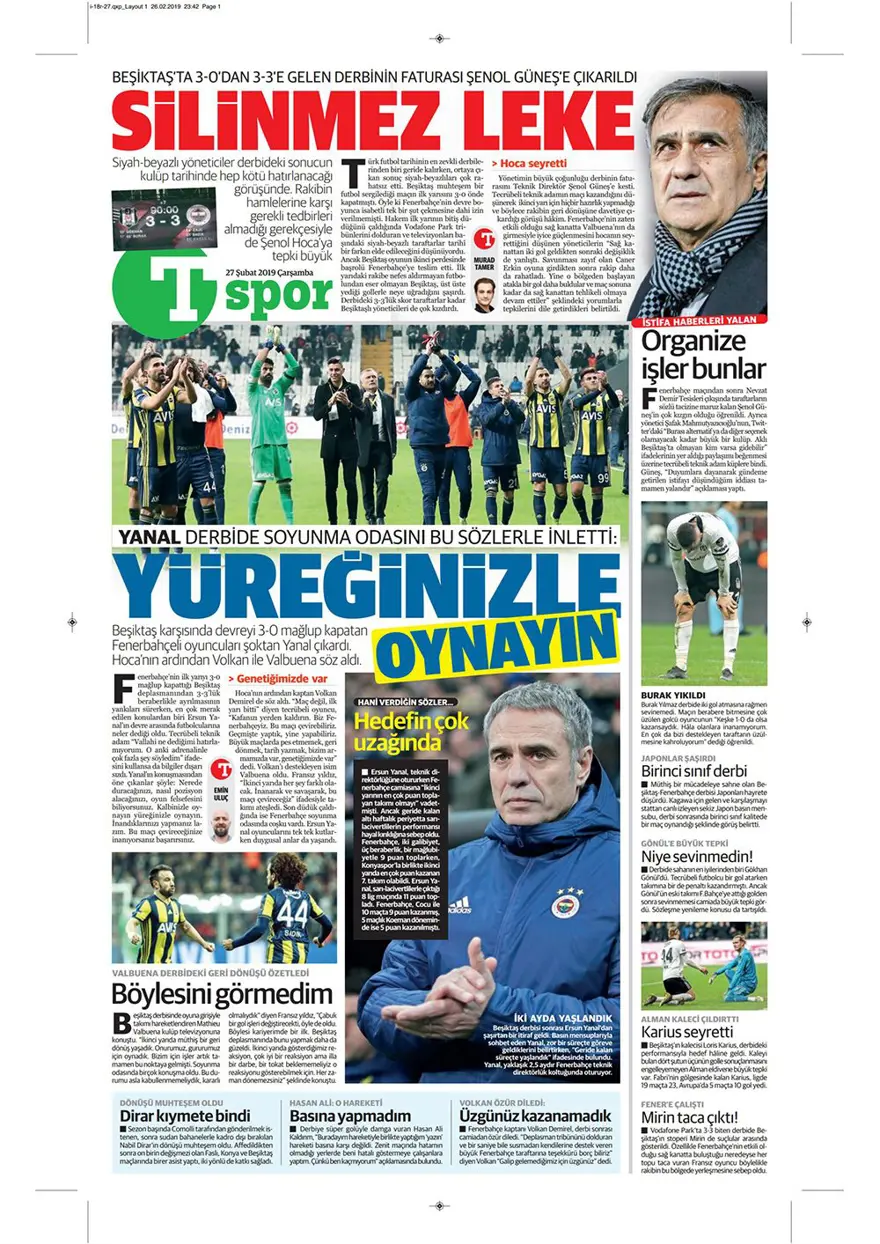 Günün spor manşetleri (27 Şubat 2019) 7