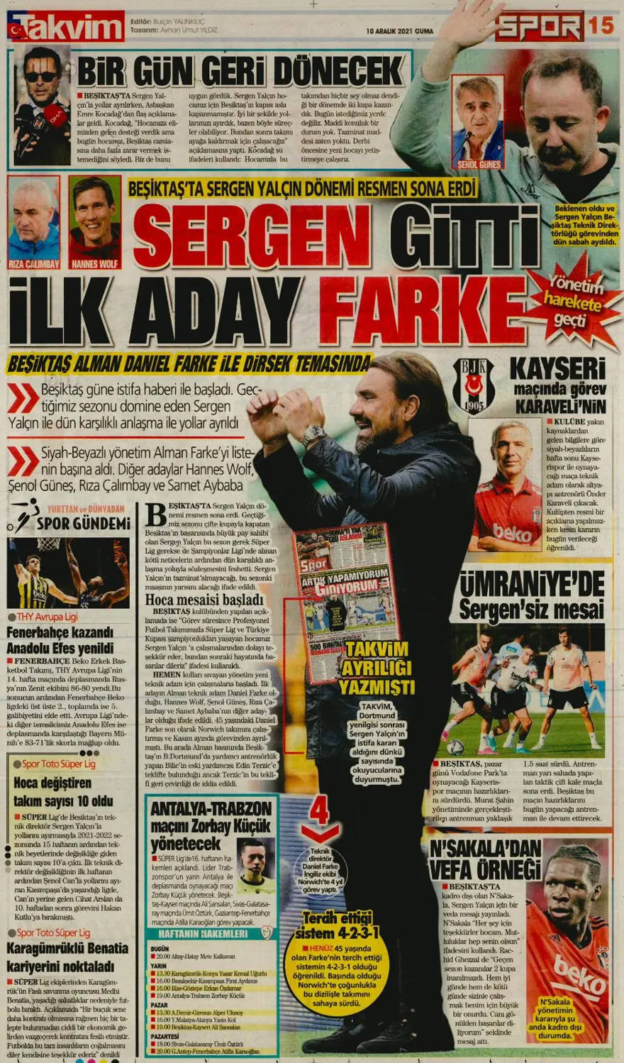 Günün spor manşetleri (10 Aralık 2021) 14