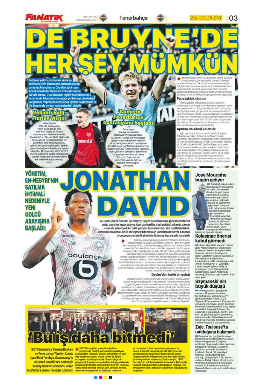 "Aslan'dan dev harekat" (26 Aralık 2024 spor manşetleri) 5