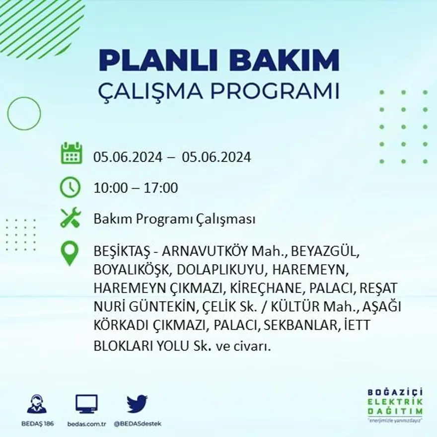 İstanbul'un 19 ilçesinde elektrik kesintisi: Elektrikler ne zaman gelecek? (5 Haziran BEDAŞ kesinti programı) 9 İstanbul'un 19 ilçesinde elektrik kesintisi: Elektrikler ne zaman gelecek? (5 Haziran BEDAŞ kesinti programı) 9