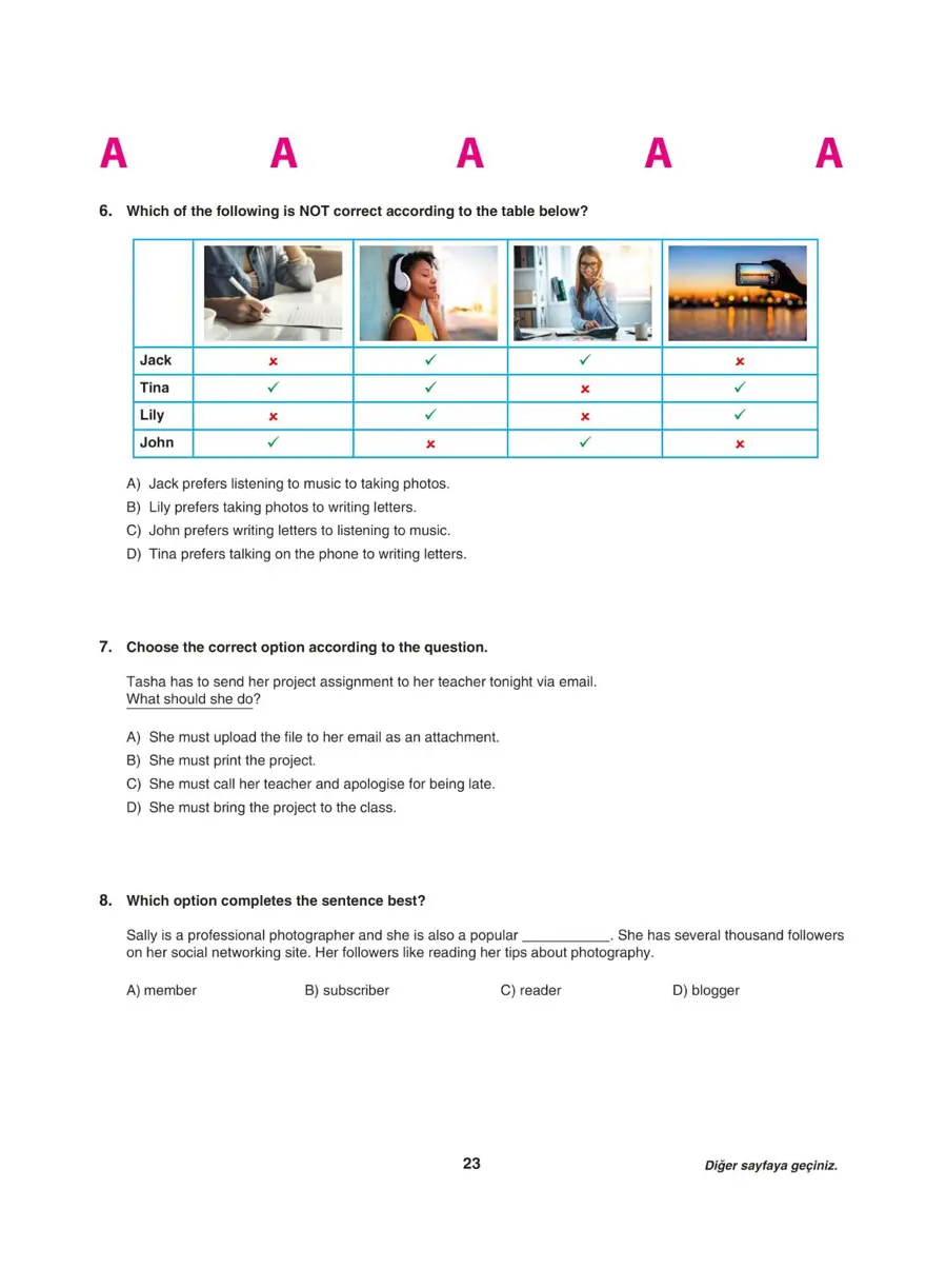 LGS deneme sınavı - Sözel bölüm 22