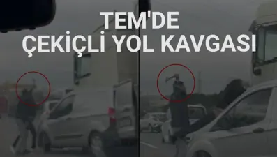 Kavga ettiği TIR şoförüne çekiç fırlattı