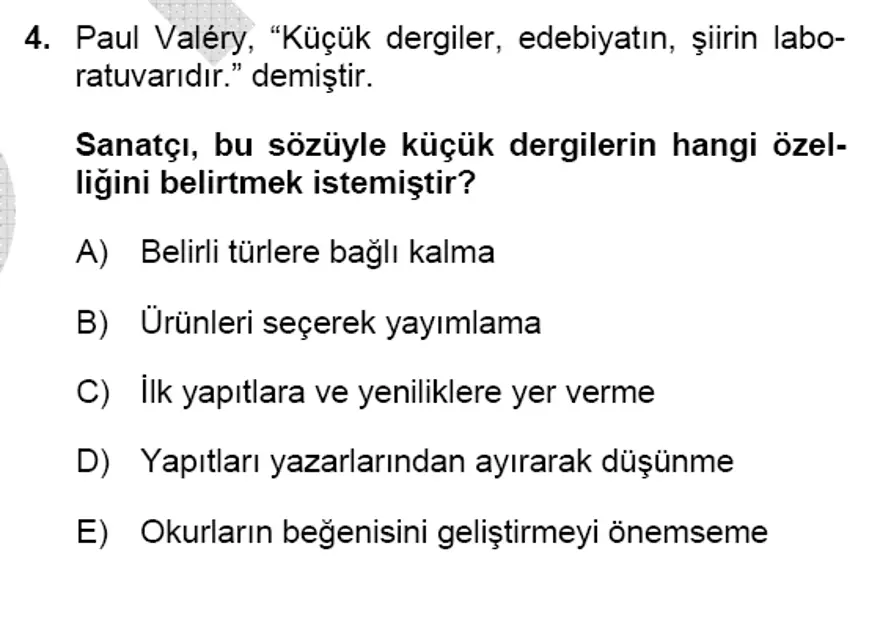 YGS Türkçe Soru ve Yanıtları 3