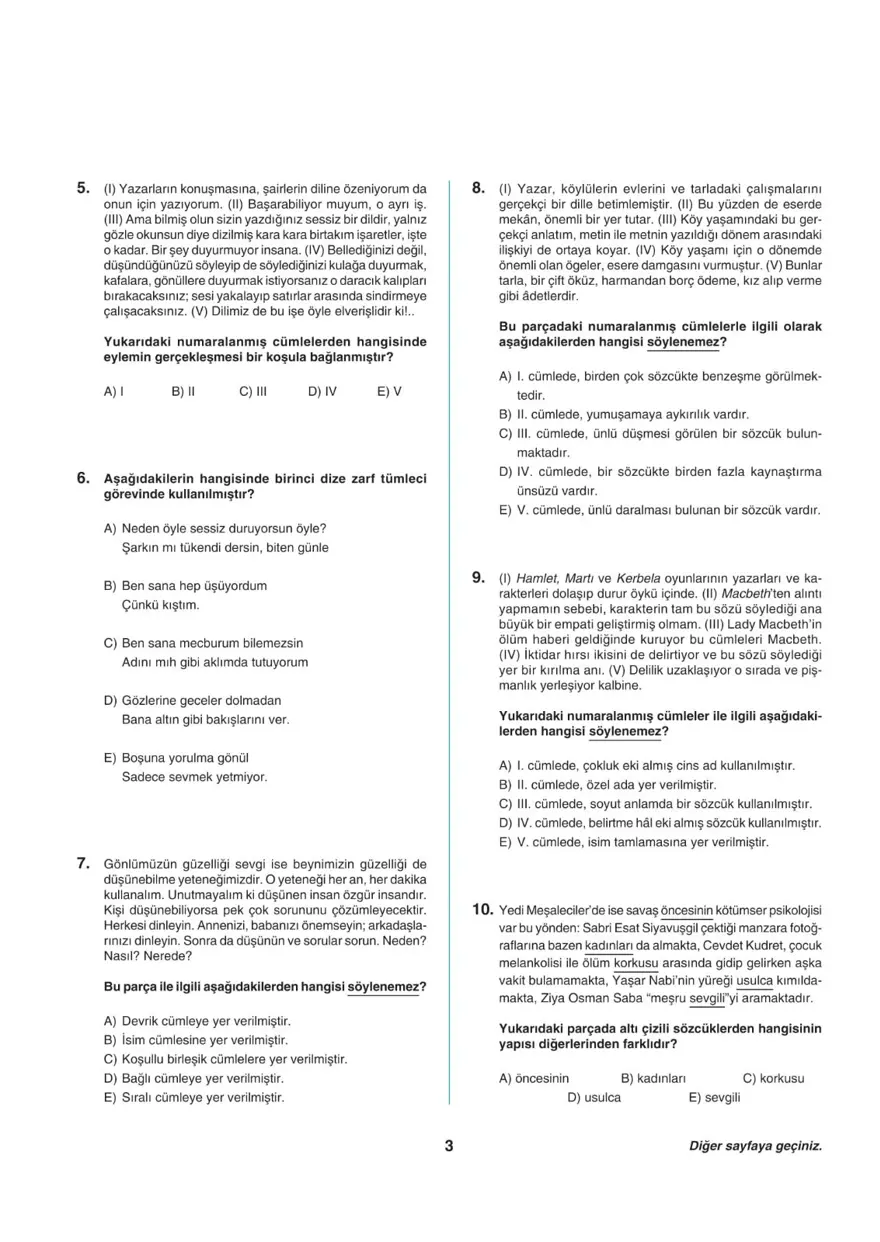 Uğur Okulları TYT -2 deneme sınavı 2